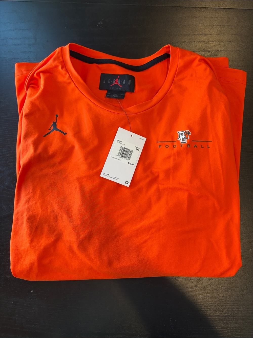 NWT Jordan Bright Orange Crewneck Pullover with BG Football